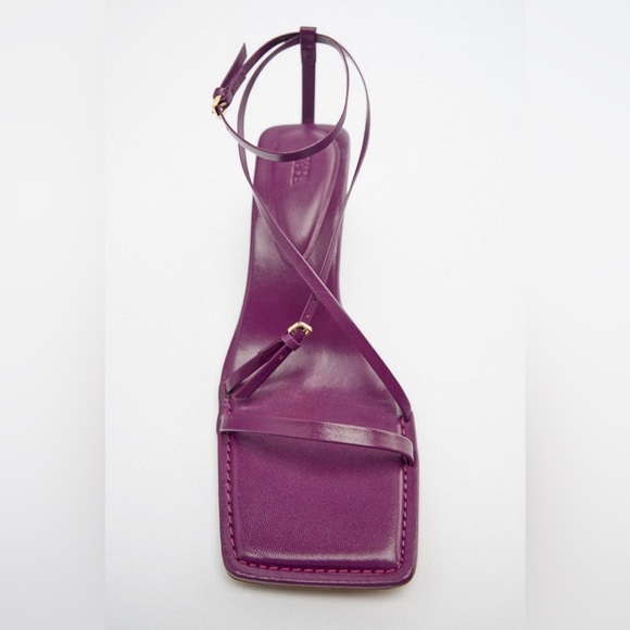 Zara Violet Strappy Heeled Leather Sandals Size 38 (F) - Picture 5 of 6